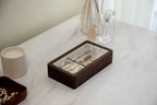Wood Jewelry Box w/ Glass Lid (Design 4 Black)