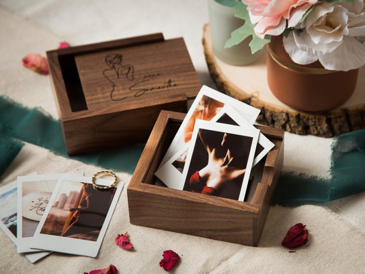 Boudoir Instax Print Wood Box - Polaroid Mini Film Boudoir Photo Album For Your Eyes Only Boyfriend Gift Naughty Sexy Gift for him