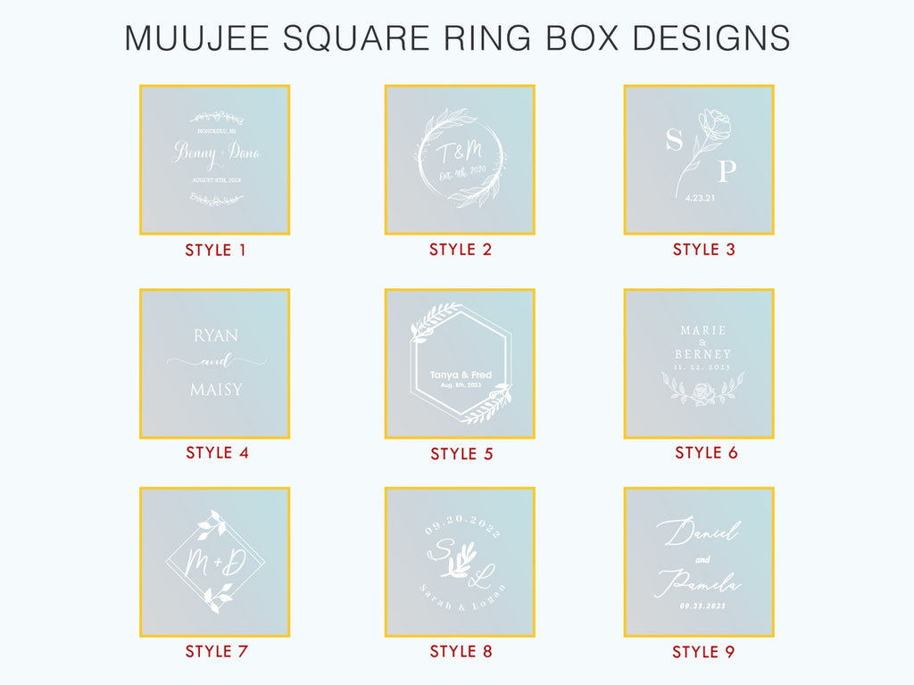 Square Gold Glass Ring Box with Moss