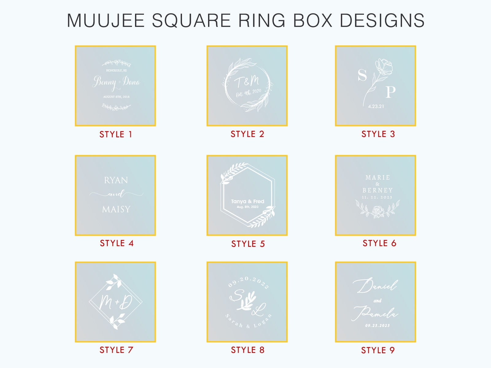 Square Gold Glass Ring Box with Moss