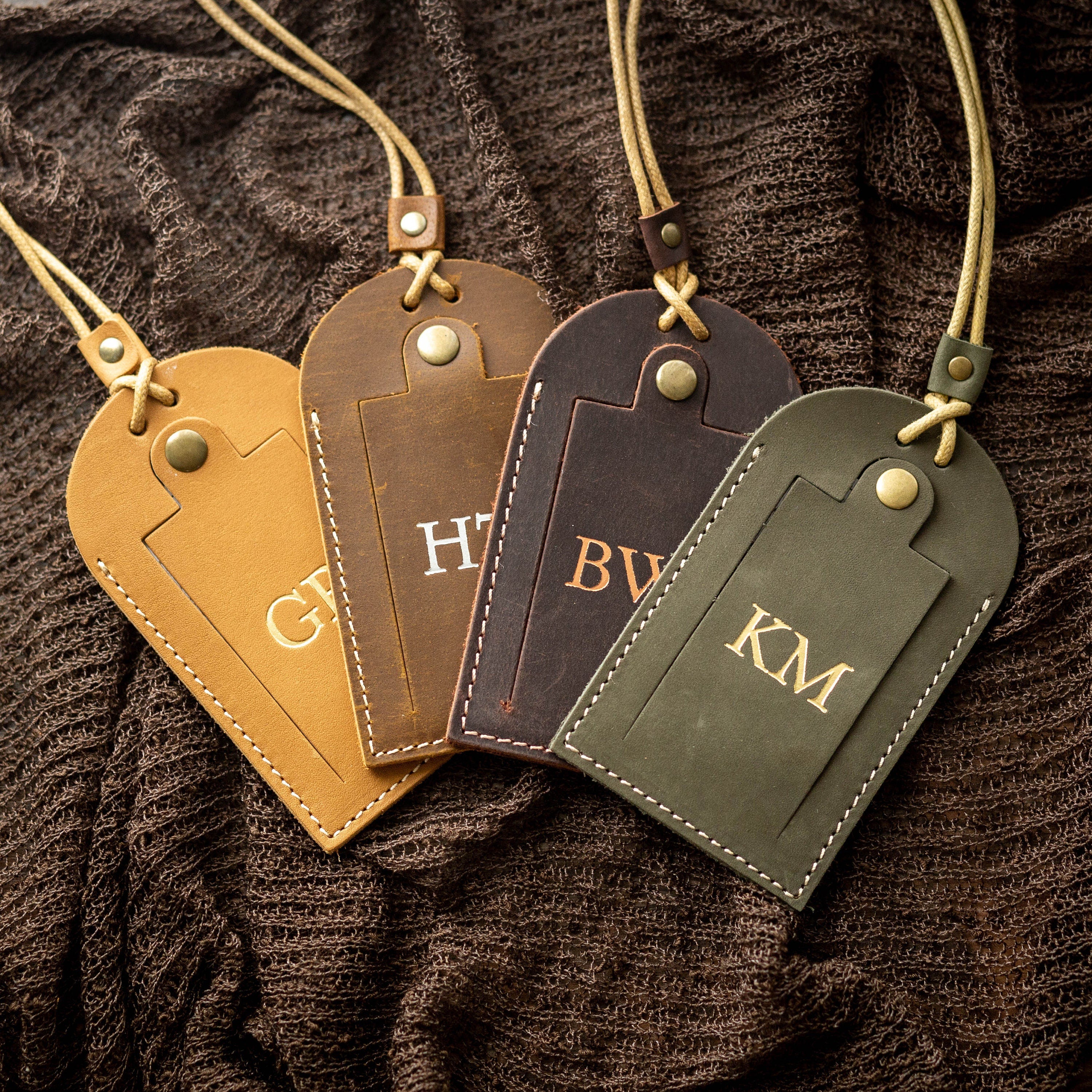 Embossed Initials Leather Luggage Tag - Destination Wedding Keepsake