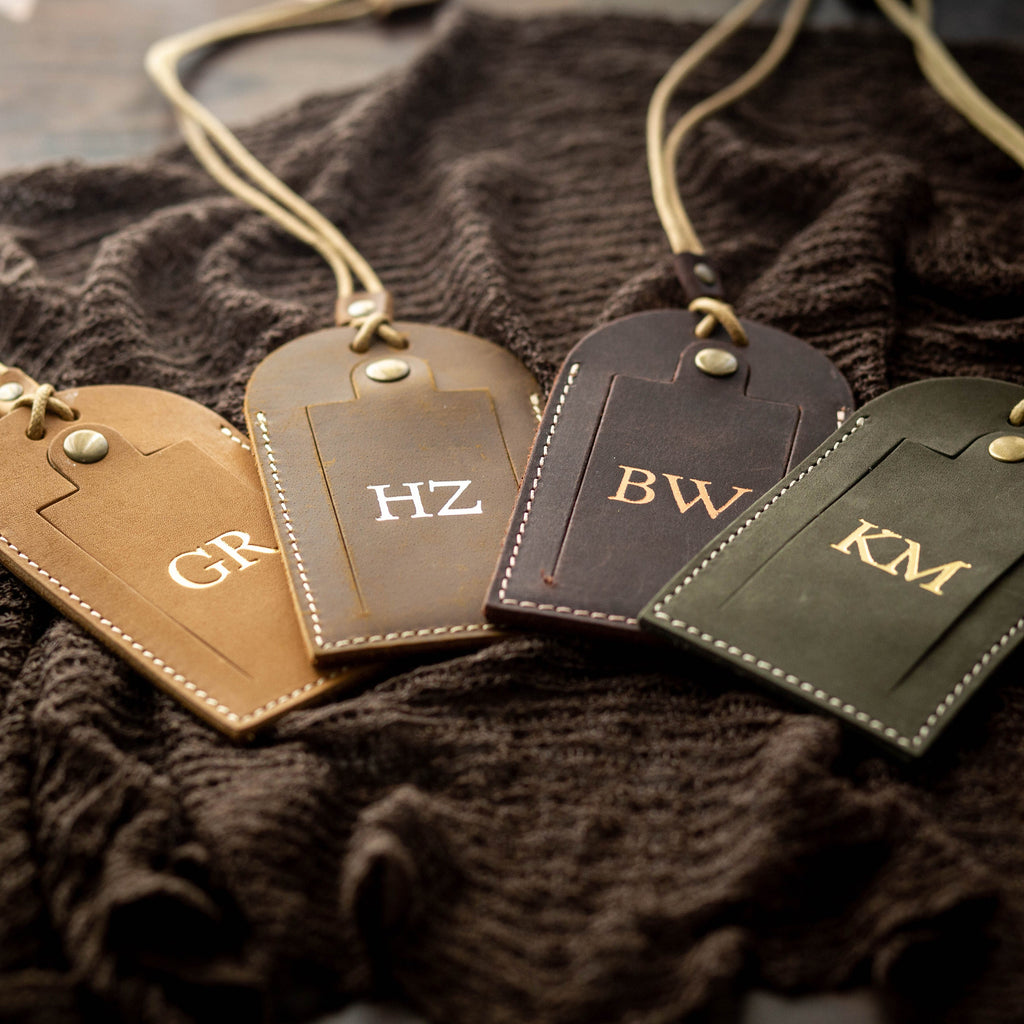 Embossed Initials Leather Luggage Tag - Destination Wedding Keepsake