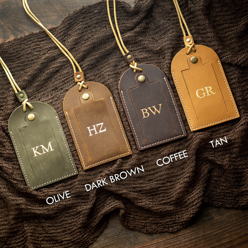 Embossed Initials Leather Luggage Tag - Destination Wedding Keepsake