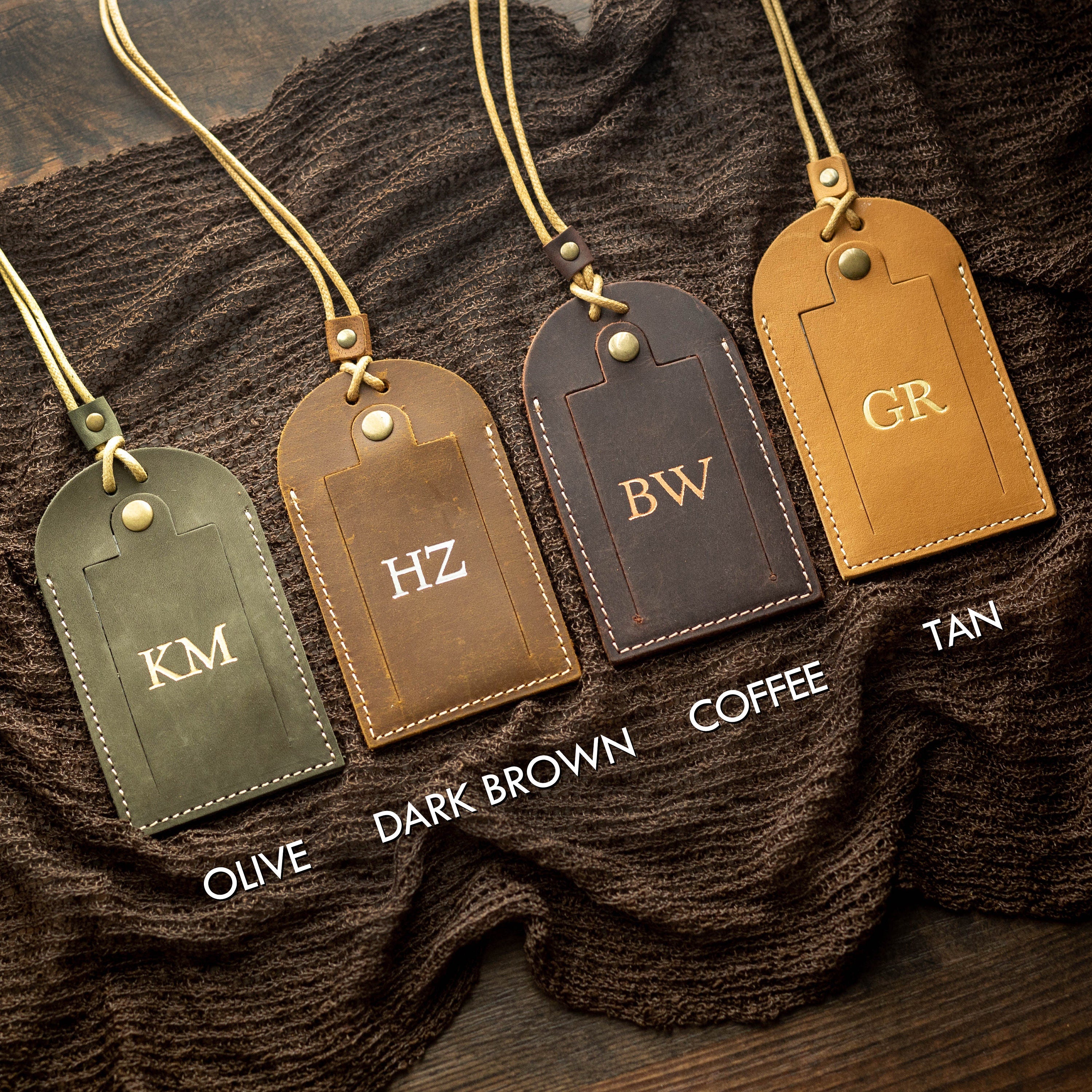 Embossed Initials Leather Luggage Tag - Destination Wedding Keepsake
