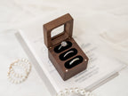Triple Flip Wood Ring Box with Glass Lid