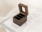 Triple Flip Wood Ring Box with Glass Lid