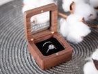 Square Double Ring Box with Glass Lid