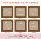 Square Double Ring Box with Glass Lid