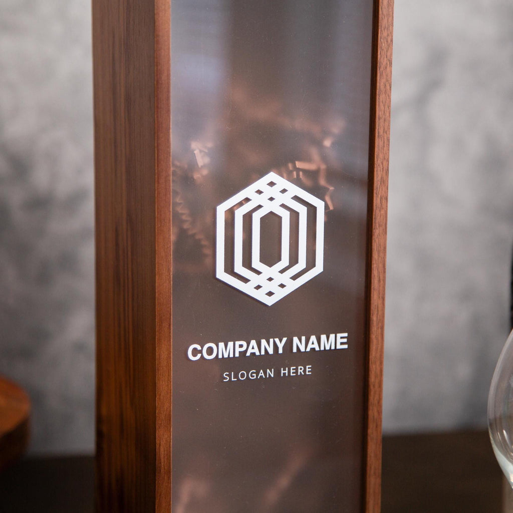 Acrylic Lid Wine Box - Custom Corporate Logo Wine Gift Box
