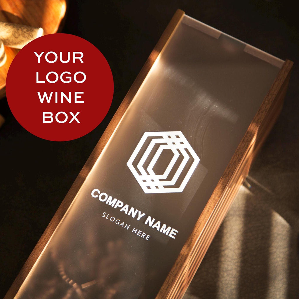 Acrylic Lid Wine Box - Custom Corporate Logo Wine Gift Box