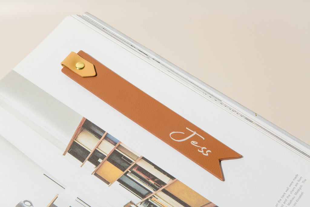 Personalized Leather Bookmark w/ Loop (Design 3)