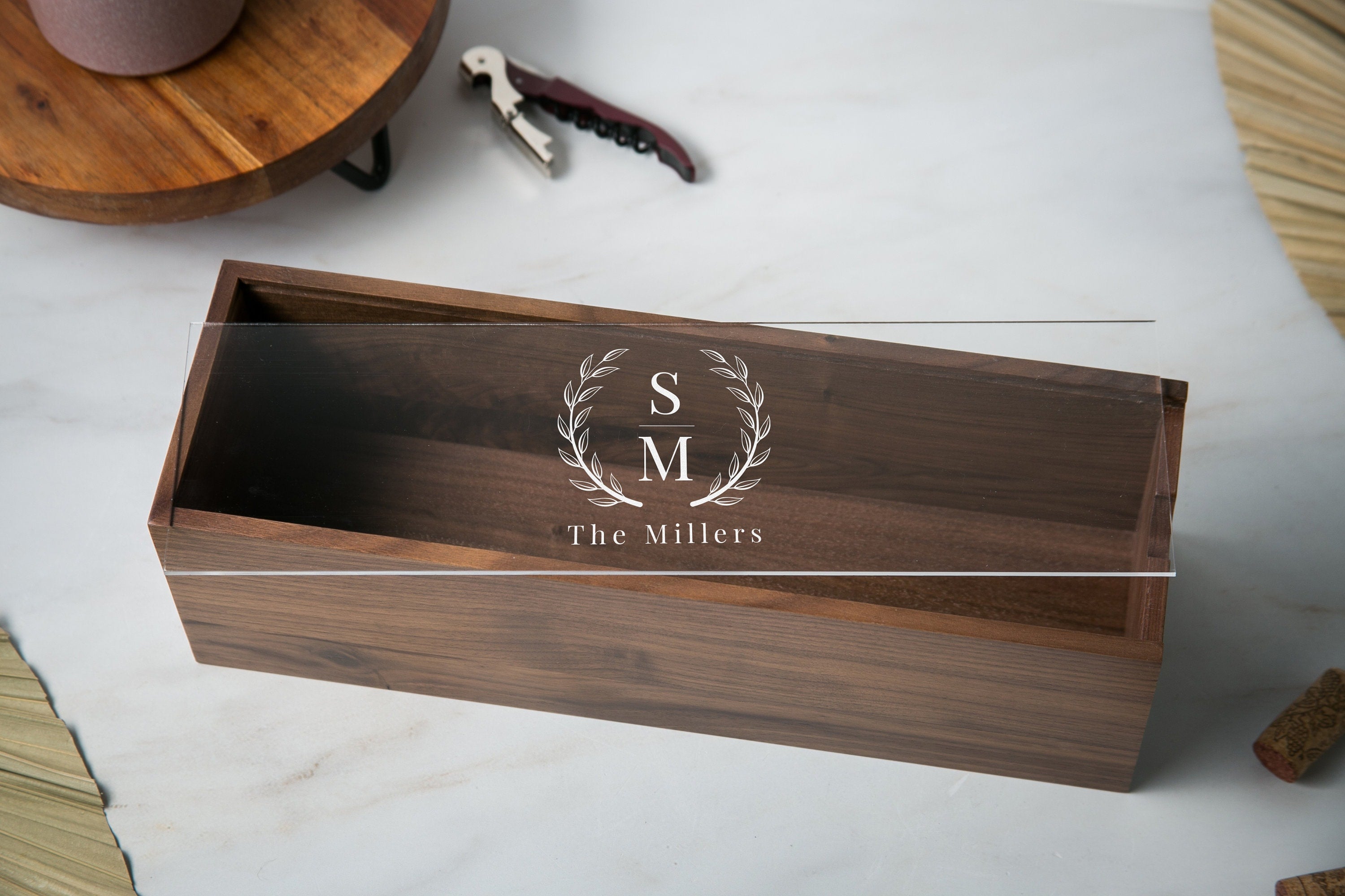 Acrylic Lid Wine Box (Design 8)