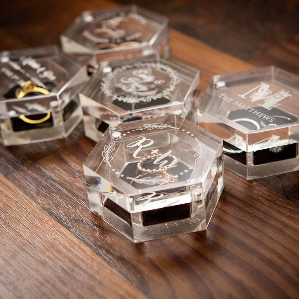 Clear Hexagon Ring Box
