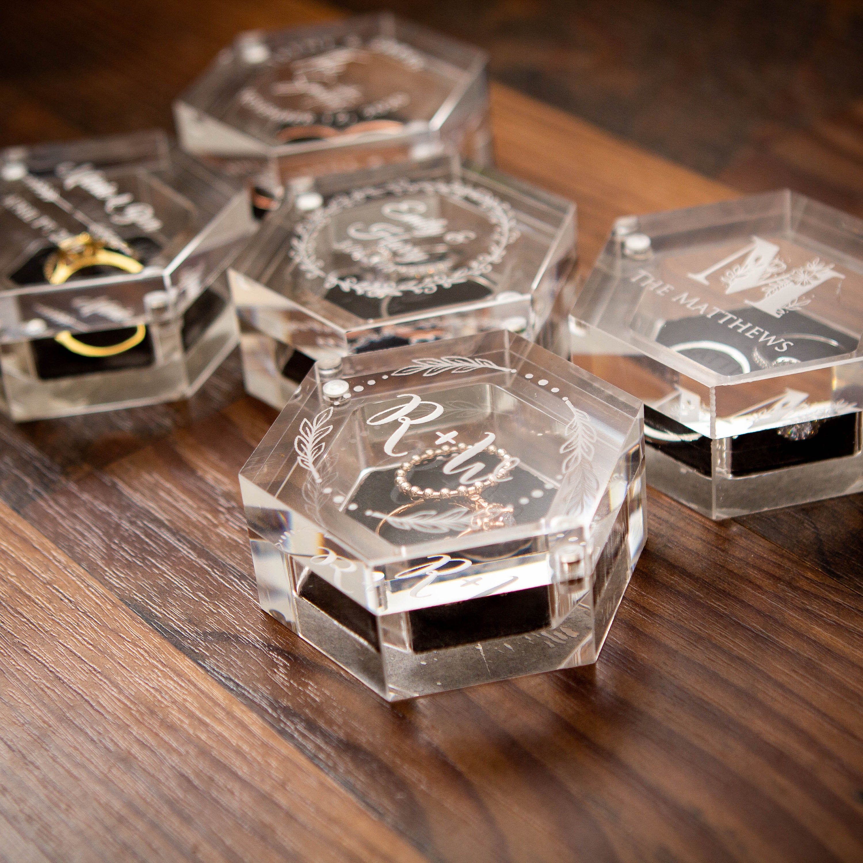 Clear Hexagon Ring Box
