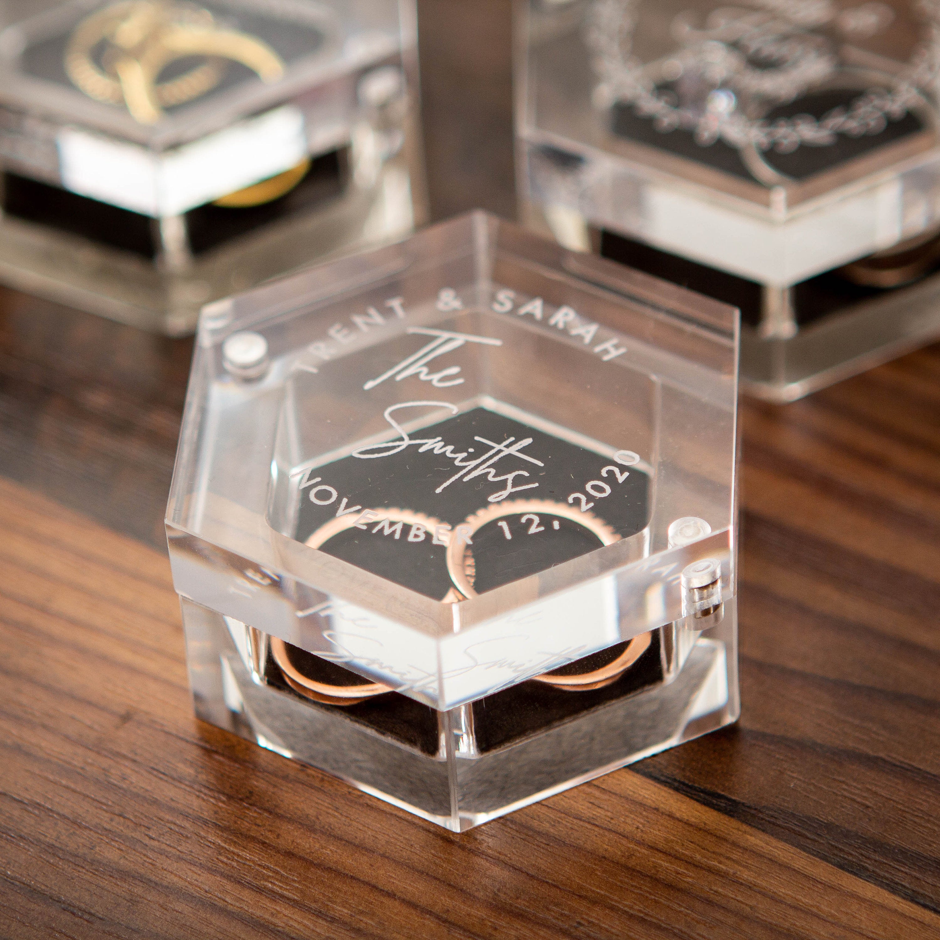 Clear Hexagon Ring Box