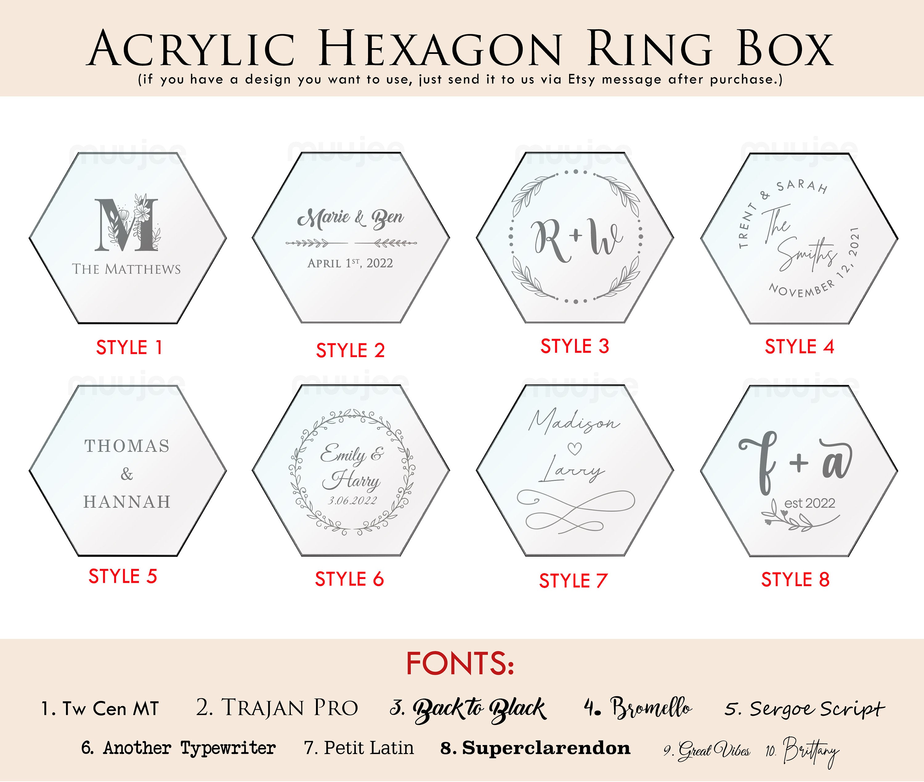 Clear Hexagon Ring Box
