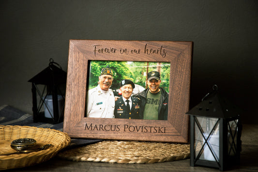 Engraved Wood Frame - Custom Picture Frame, Funeral Celebration of Life Memorial Photo Condolence Gift Honor Remember Memories of Loved Ones