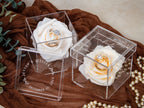 Acrylic Cube Ring Box with Rose Ring Holder