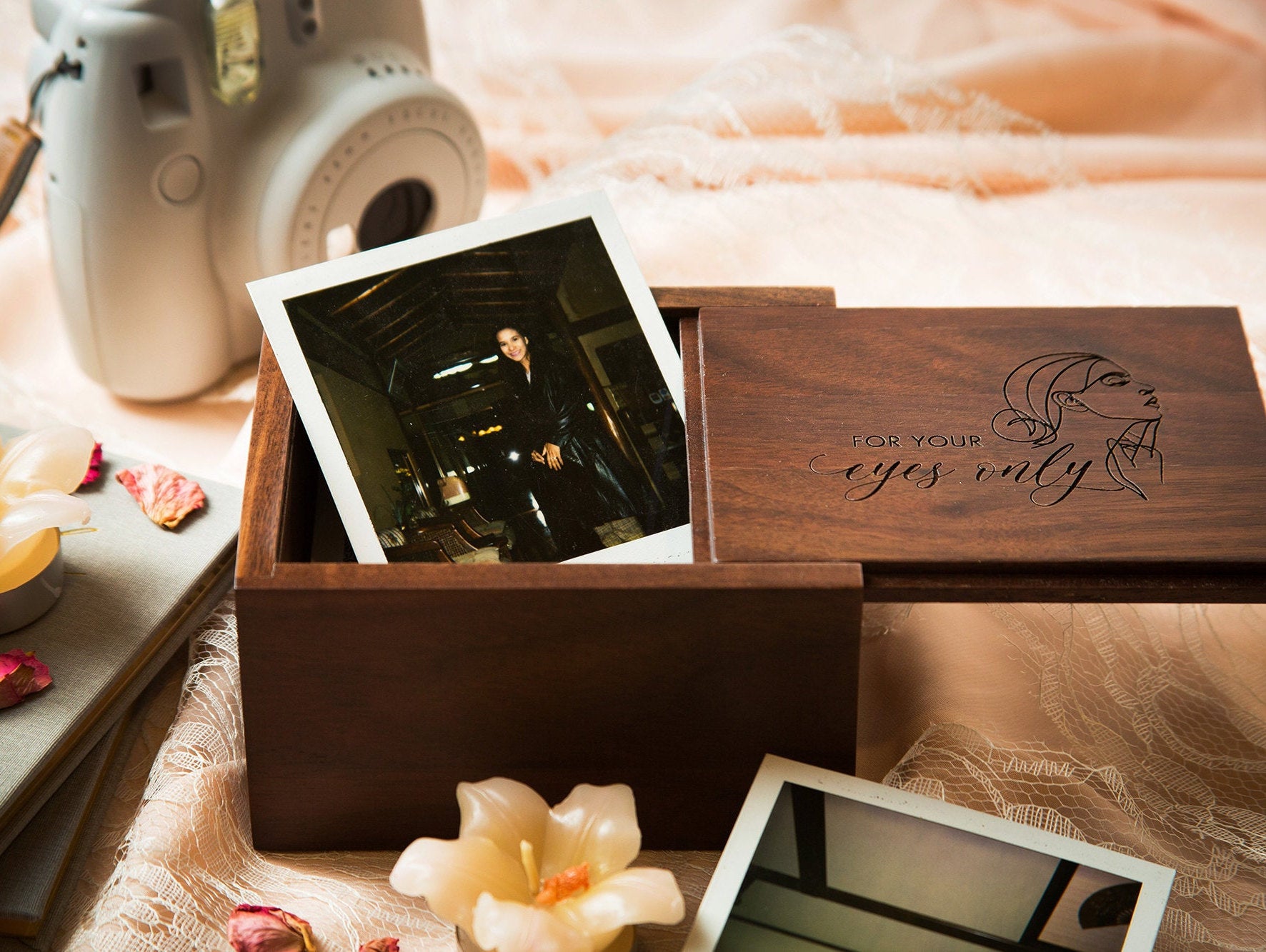 Custom Engraved Polaroid Instax Photo Box – Boudoir Gift for Groom & Bride
