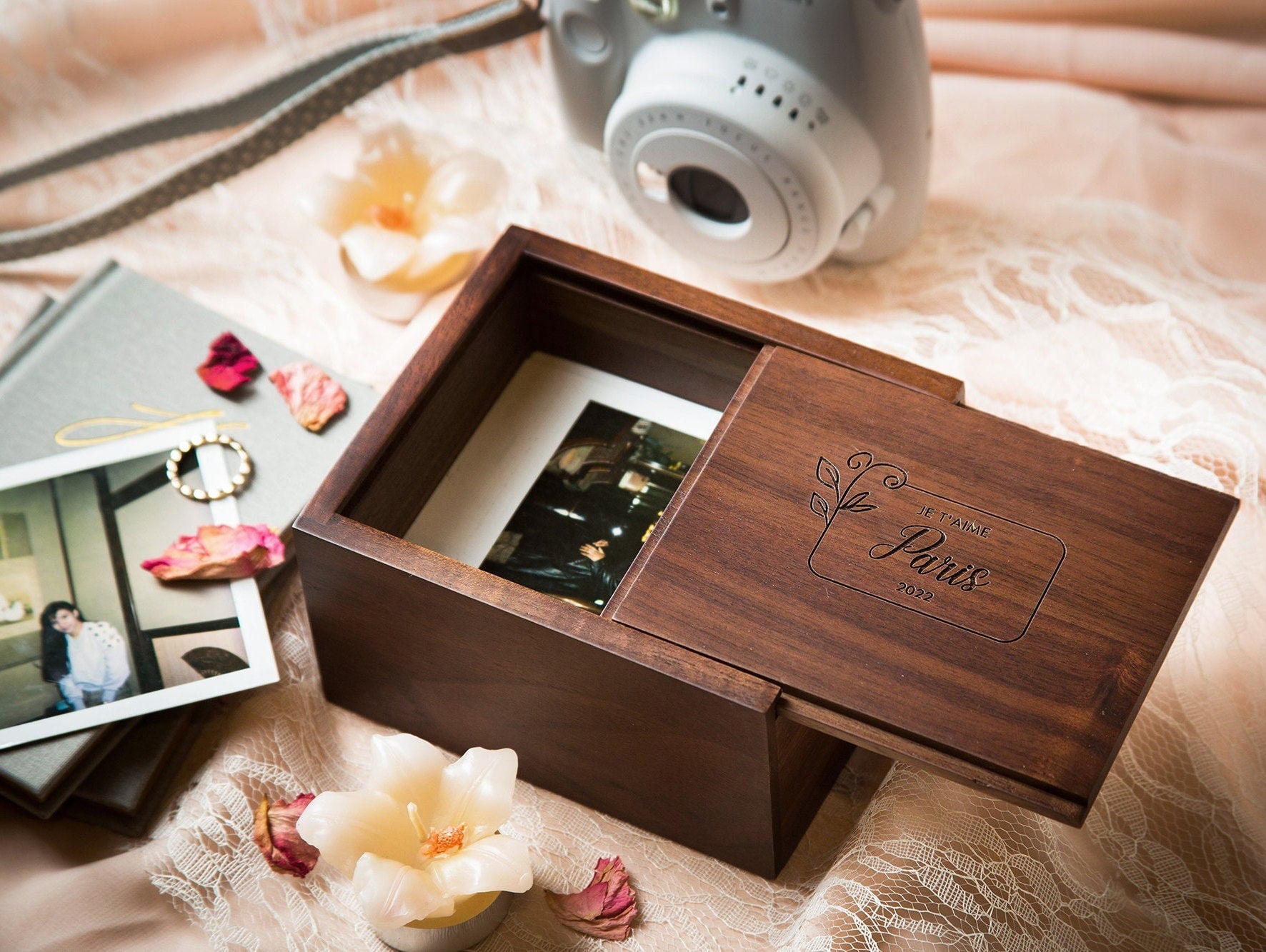 Custom Engraved Polaroid Instax Photo Box – Boudoir Gift for Groom & Bride