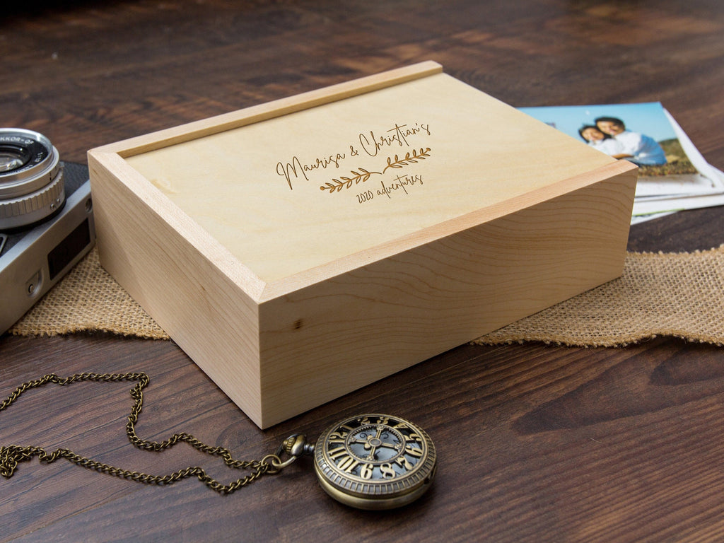 Personalized 4x6 Maple Wood Photo Memory Box – Wedding Day Gift