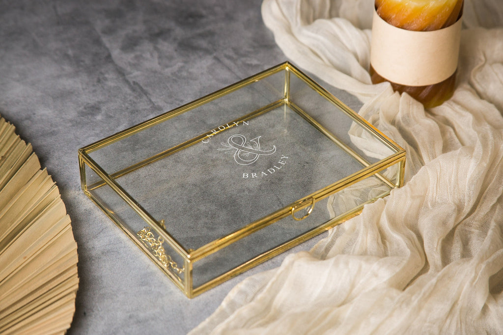 5x7" Gold Glass Photo Box