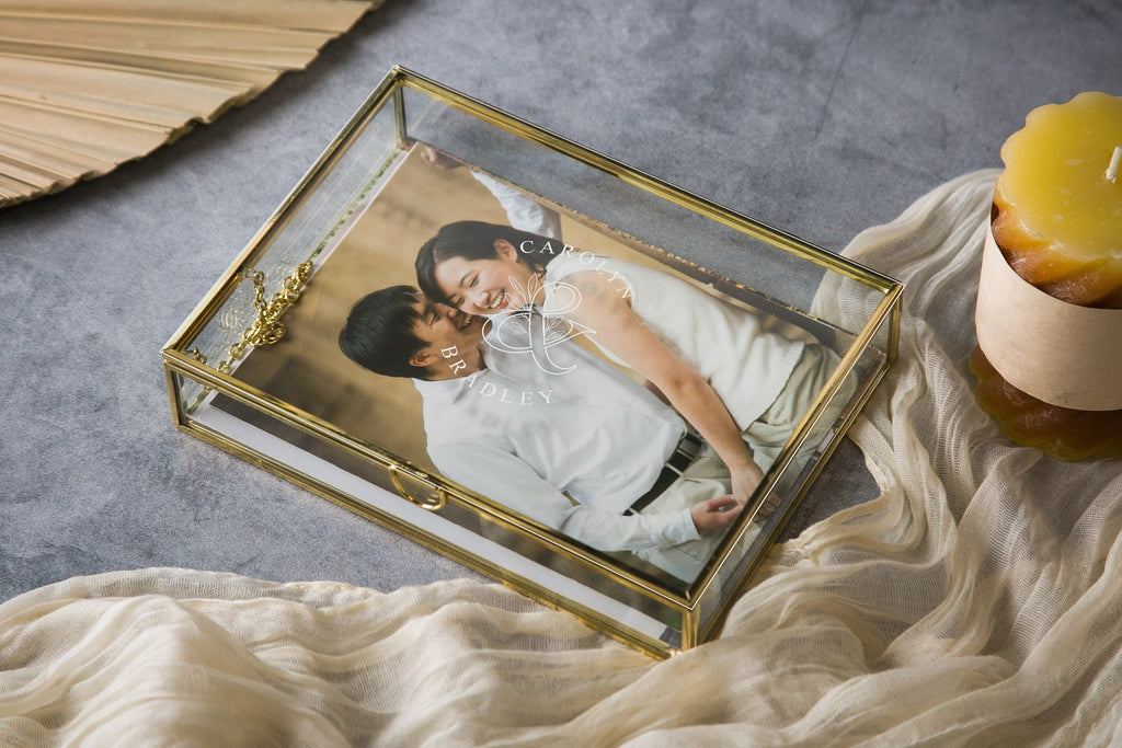 5x7" Gold Glass Photo Box