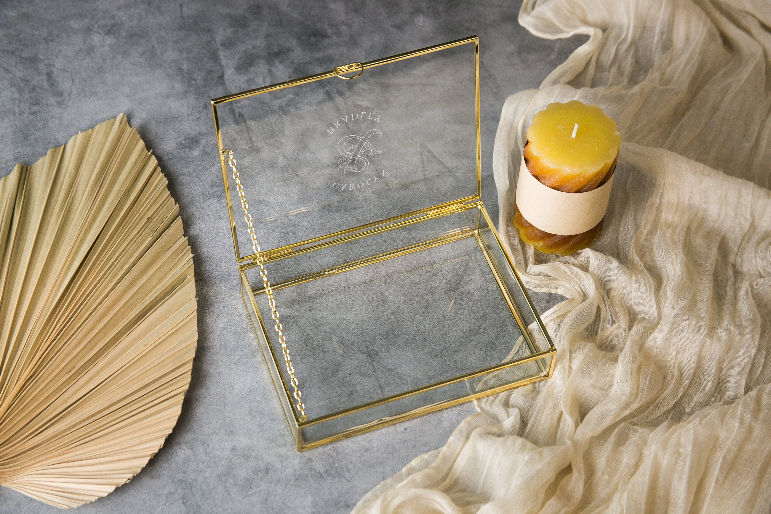 5x7" Gold Glass Photo Box