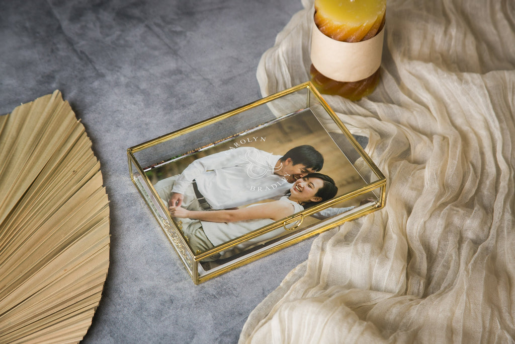 5x7" Gold Glass Photo Box