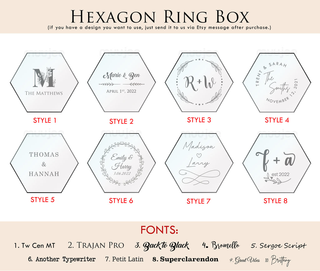 Hexagon Wood Ring Box