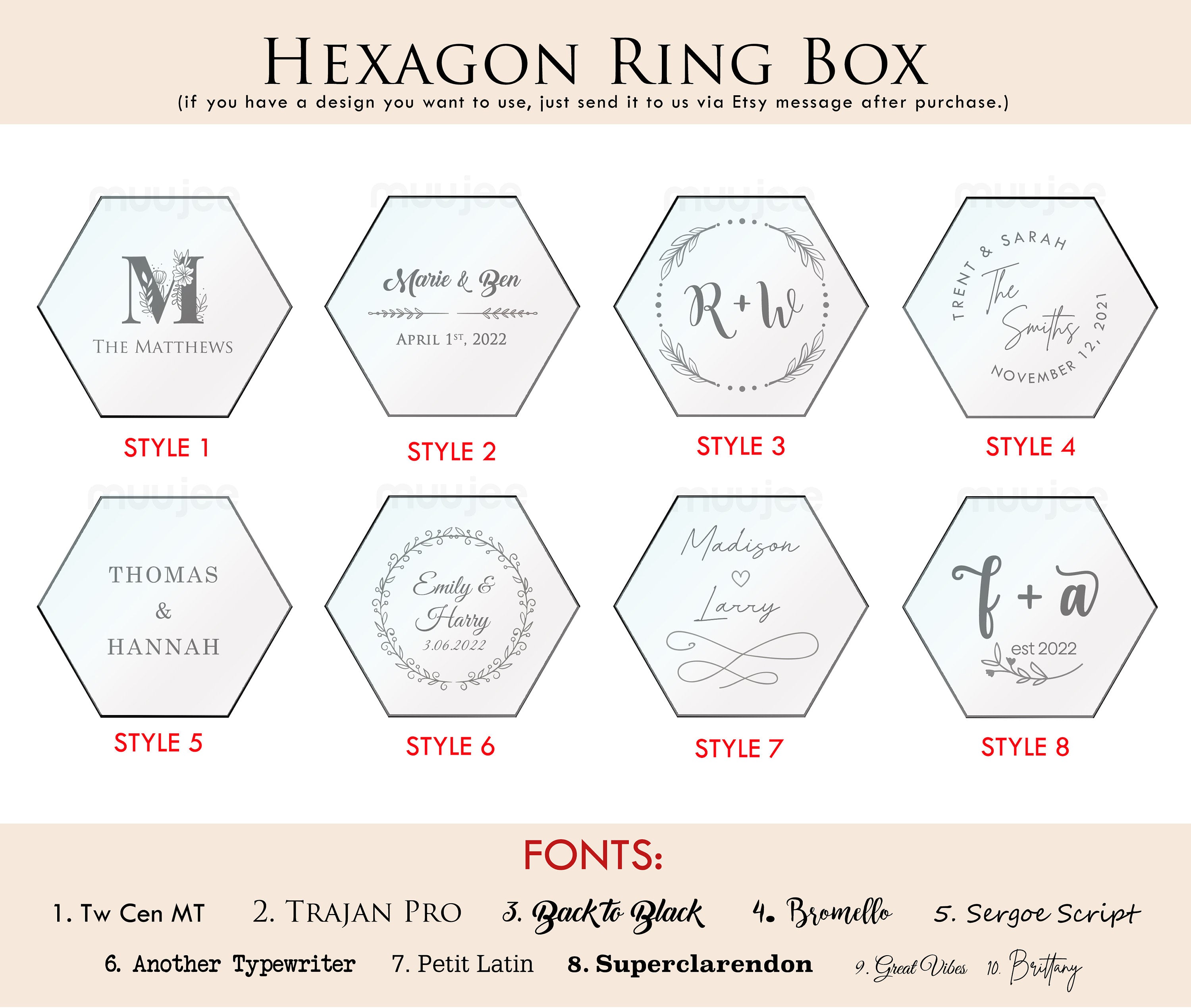 Hexagon Wood Ring Box