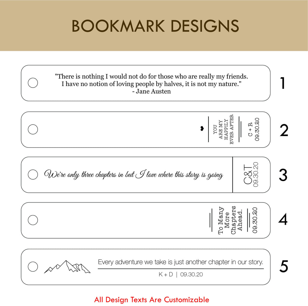 Personalized Engraved Leather Bookmark