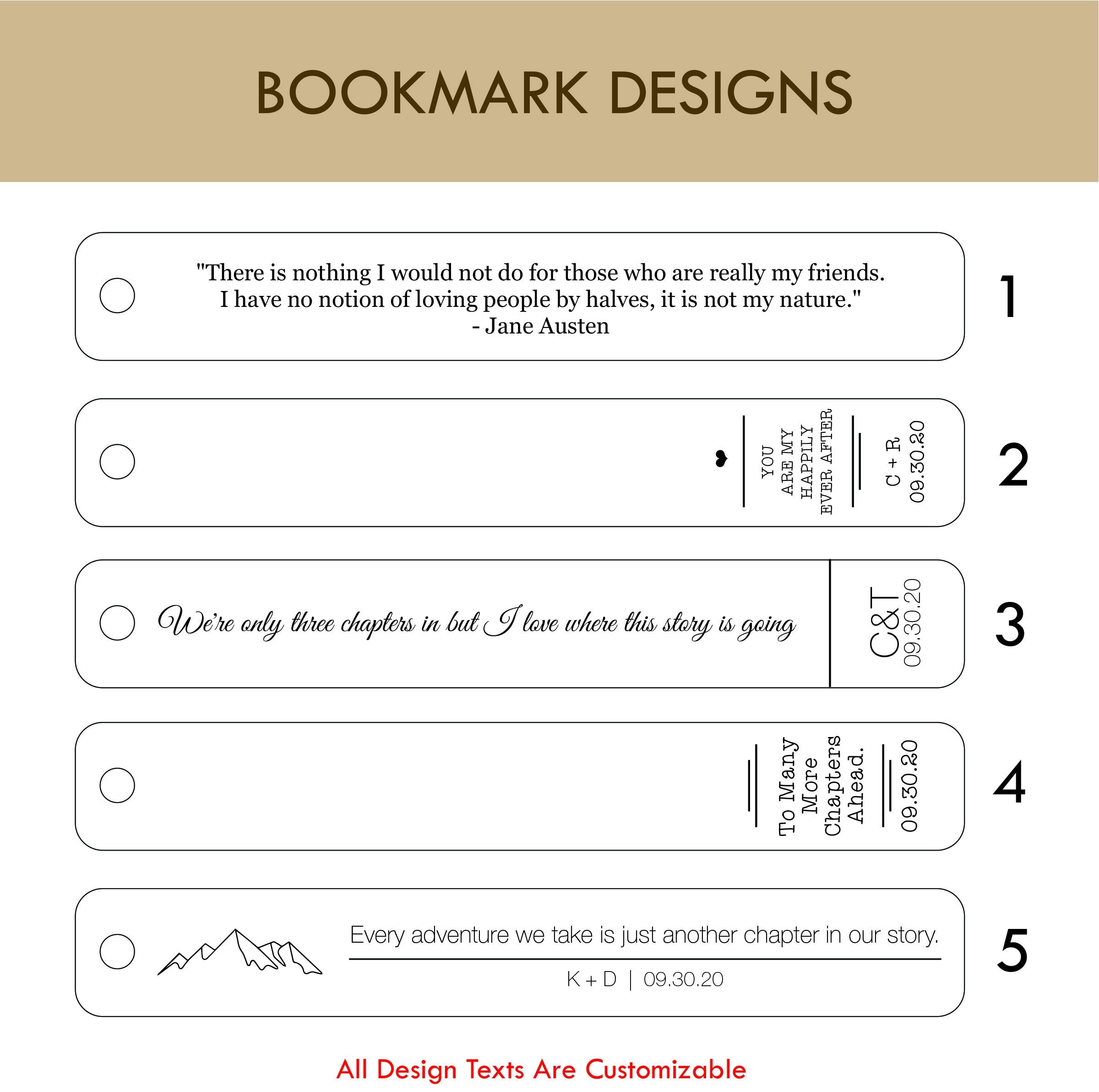 Personalized Engraved Leather Bookmark