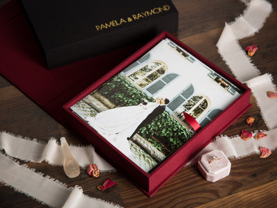 8x10 Embossed Linen Photo Box - Optional Photo Mats For 5x7 Prints, Wedding or Family Photography Gift, Boudoir Session, Coffee Table Box