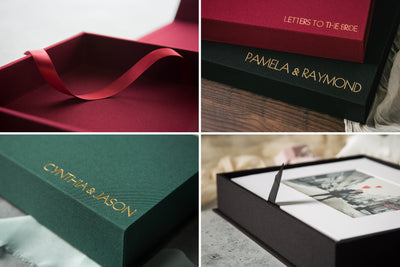 8x10 Embossed Linen Photo Box - Optional Photo Mats For 5x7 Prints, Wedding or Family Photography Gift, Boudoir Session, Coffee Table Box