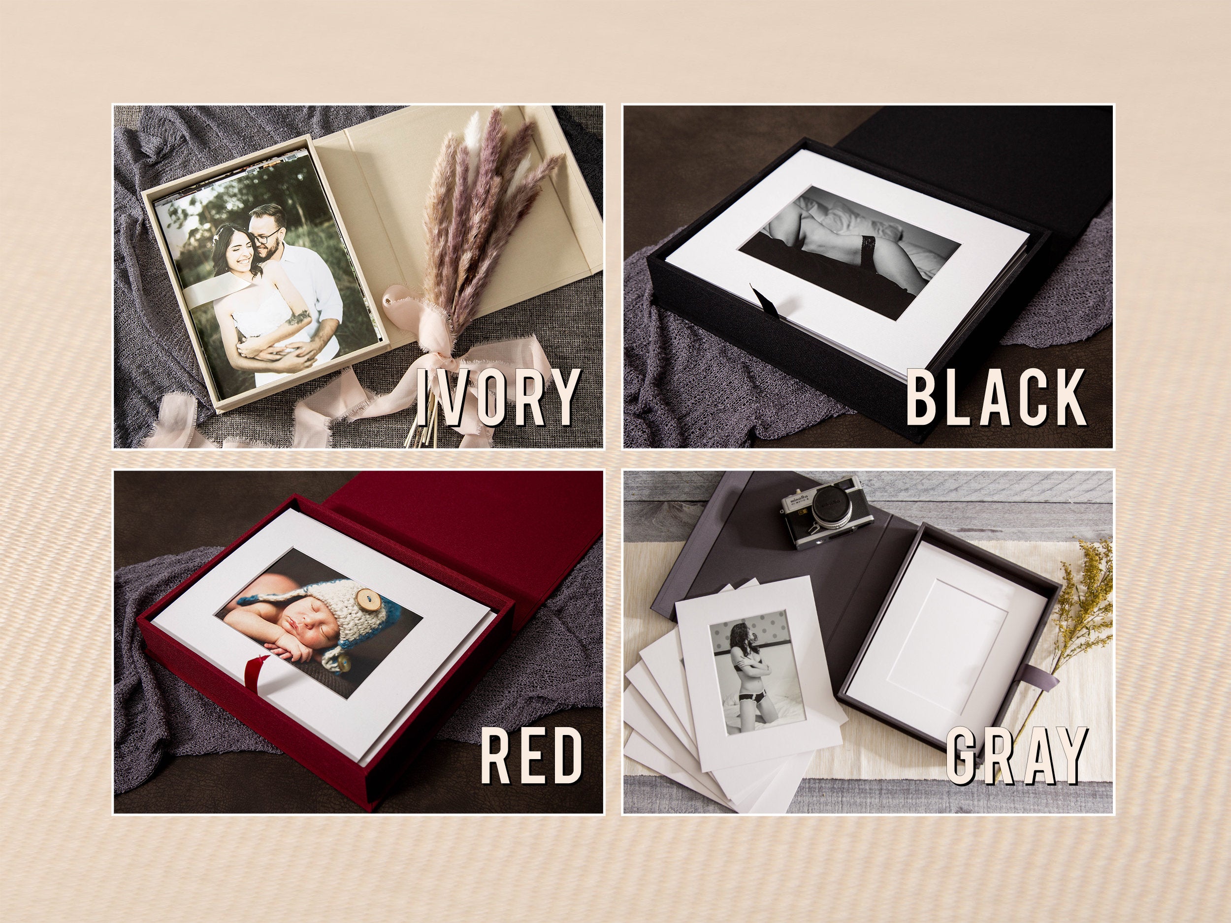 8x10 Embossed Linen Photo Box