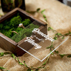 Square Ring Bearer Box with Clear Lid and Moss