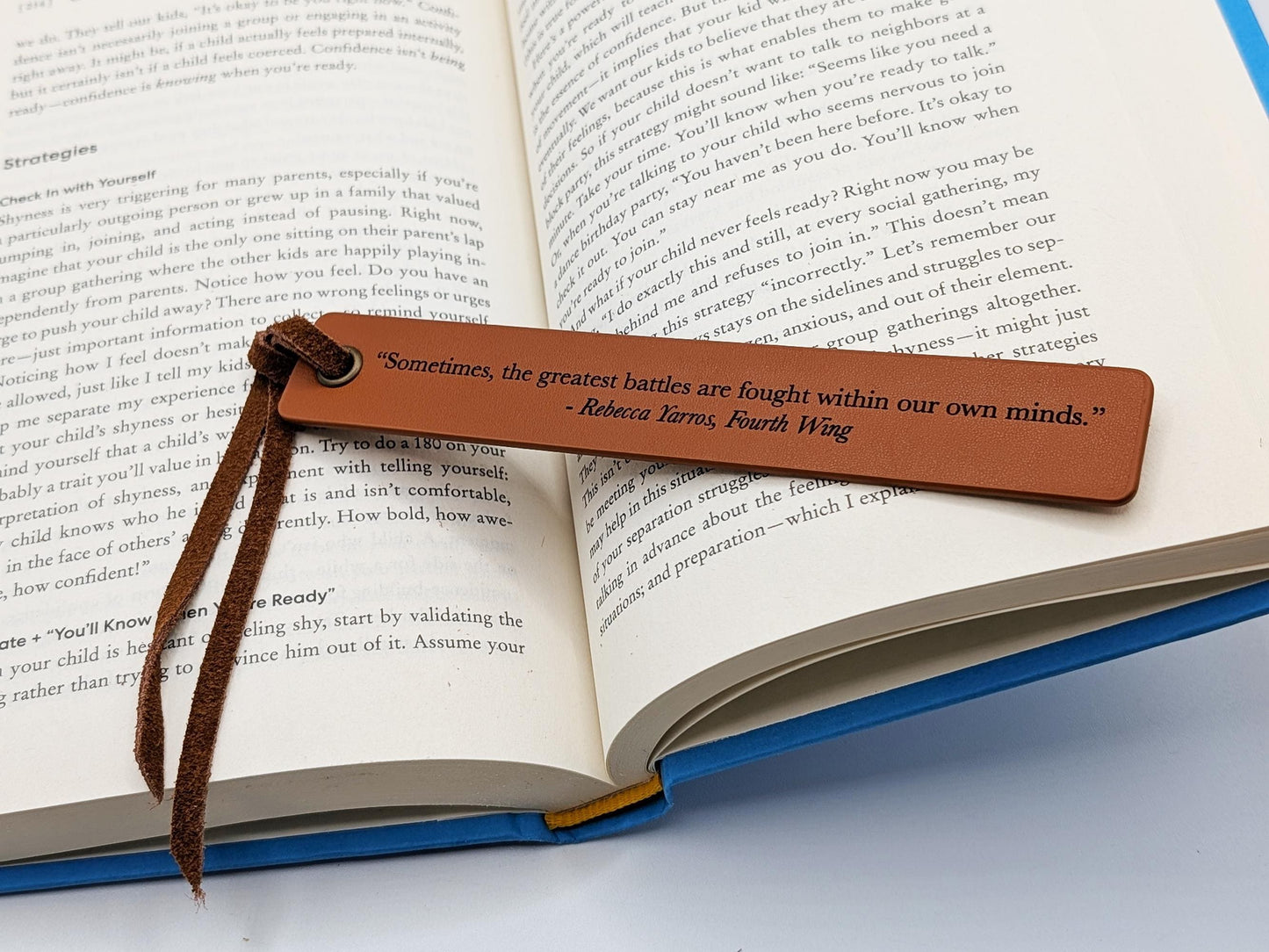 Fourth Wing Inspired Engraved Leather Bookmark - Quotes from Fourth Wing | Iron Flame | Oynx Storm, Rebecca Yarros | Violet Xaden | Bookworm