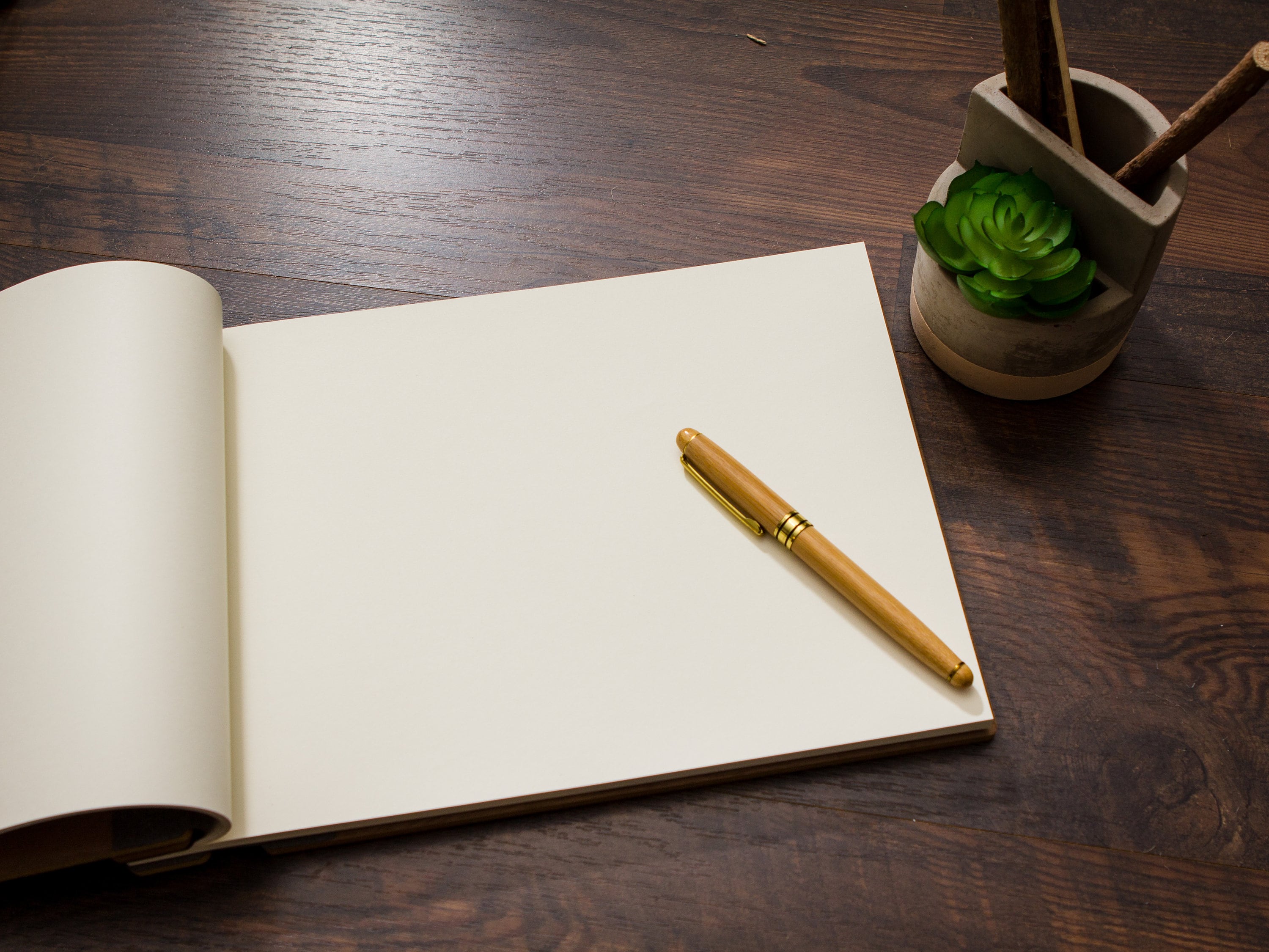 Engraved Premium Wood Guest Book with Tree Design