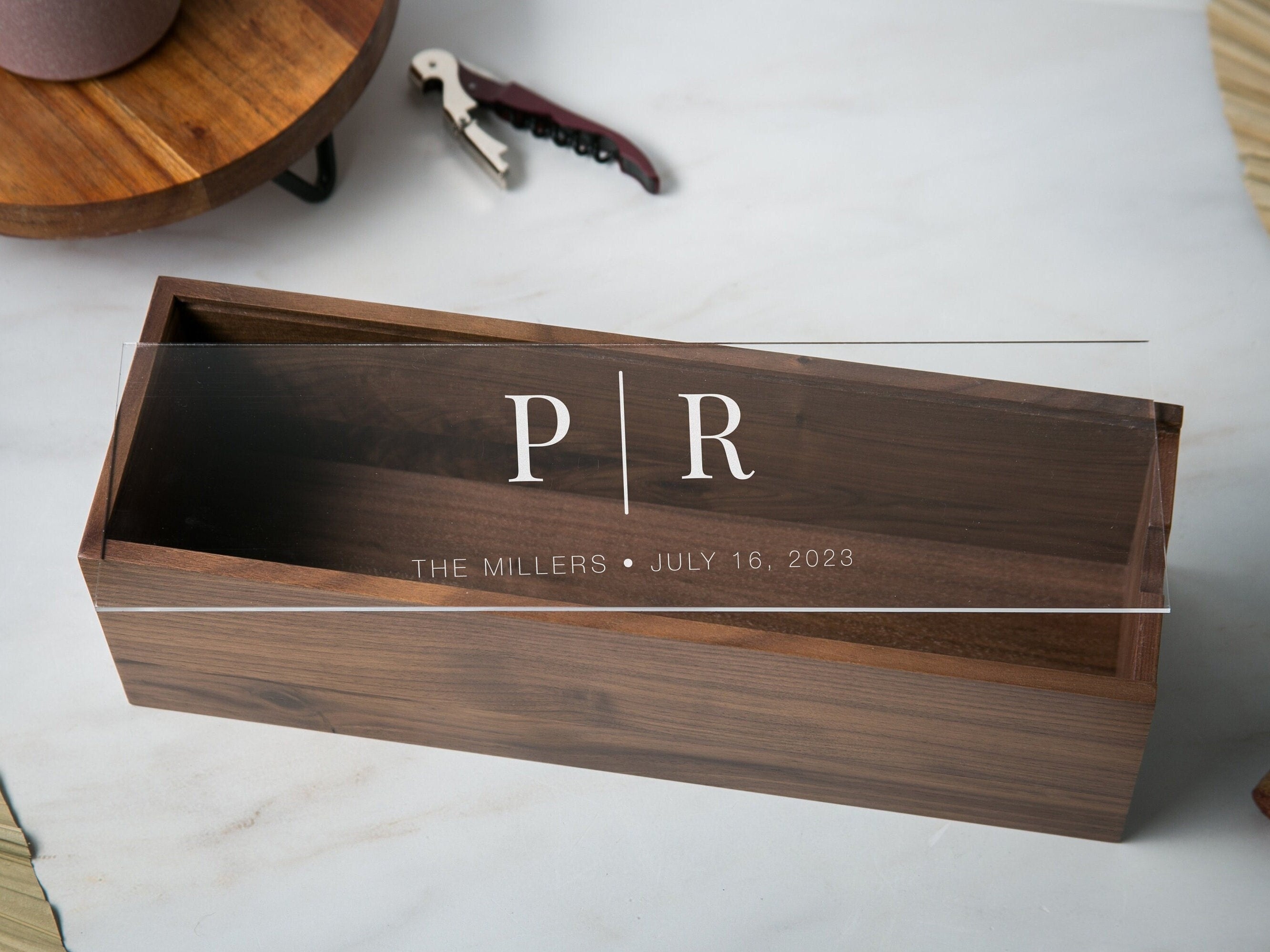 Acrylic Lid Wine Box (Design 12)