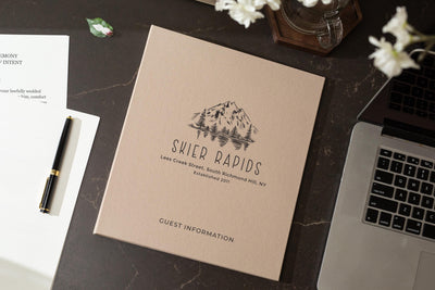 Rental 3 Ring Linen Binder (Design 3) - Refillable Welcome Book, DIY Blank Binder, Guest Information Airbnb Cabin, Rental Guestbook