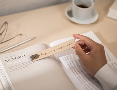 Engraved Leather Bookmark w/ Loop (D1) - Custom 3rd Anniversary Gift for Her Him, Unique Retirement Thank You Gift Idea, Book Marker