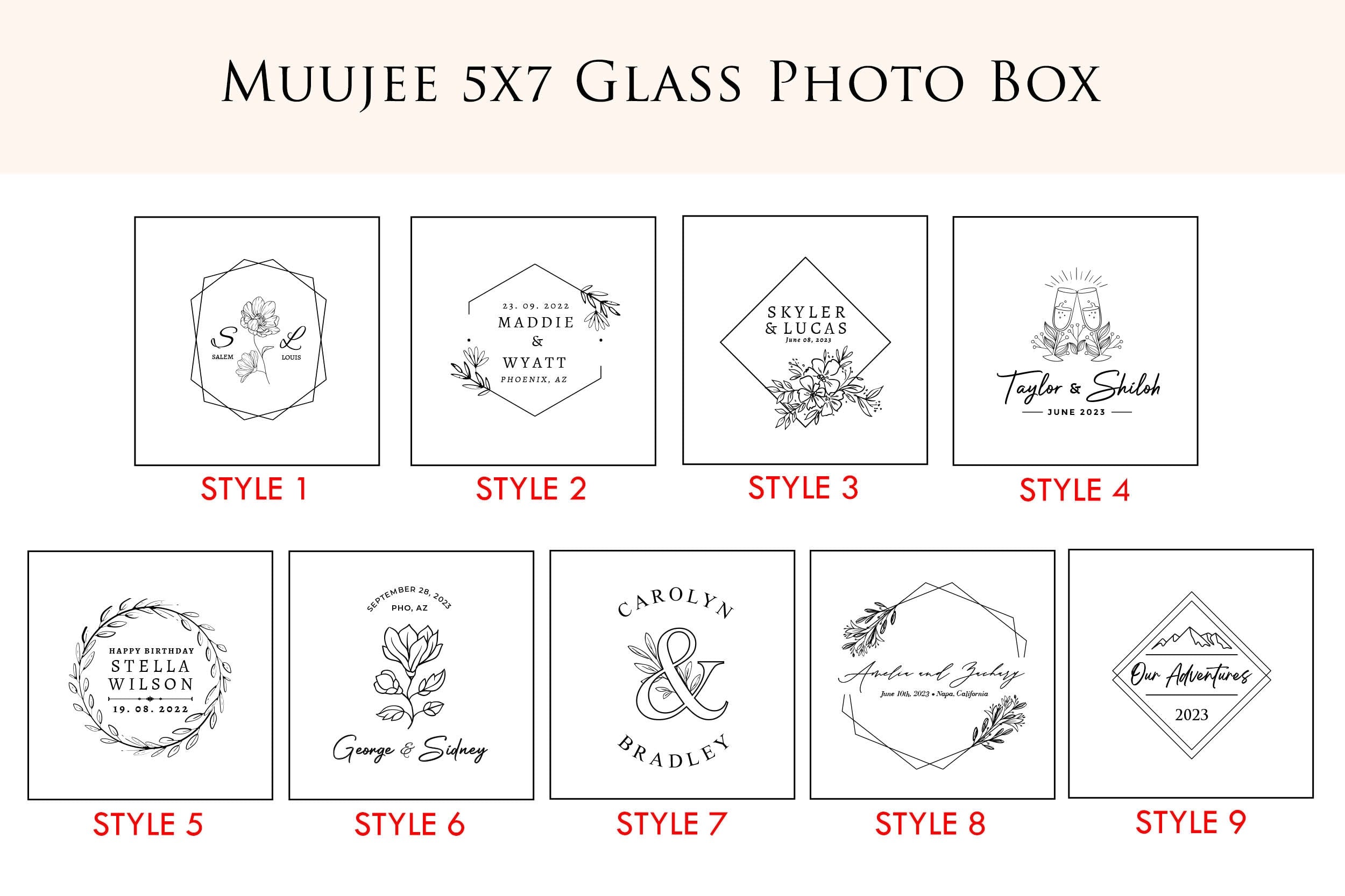 5x7" Gold Glass Photo Box