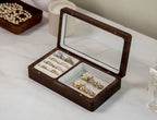 Wood Jewelry Box w/ Glass Lid (Design 3 Black)