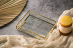 5x7" Gold Glass Photo Box - Clear Travel Adventure Memory Keepsake Box