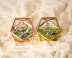 Geometric Glass Ring Box with Moss - Rose Gold or Gold - Personalized Ring Box for Wedding Ceremony, Ring Bearer Pillow Alternative