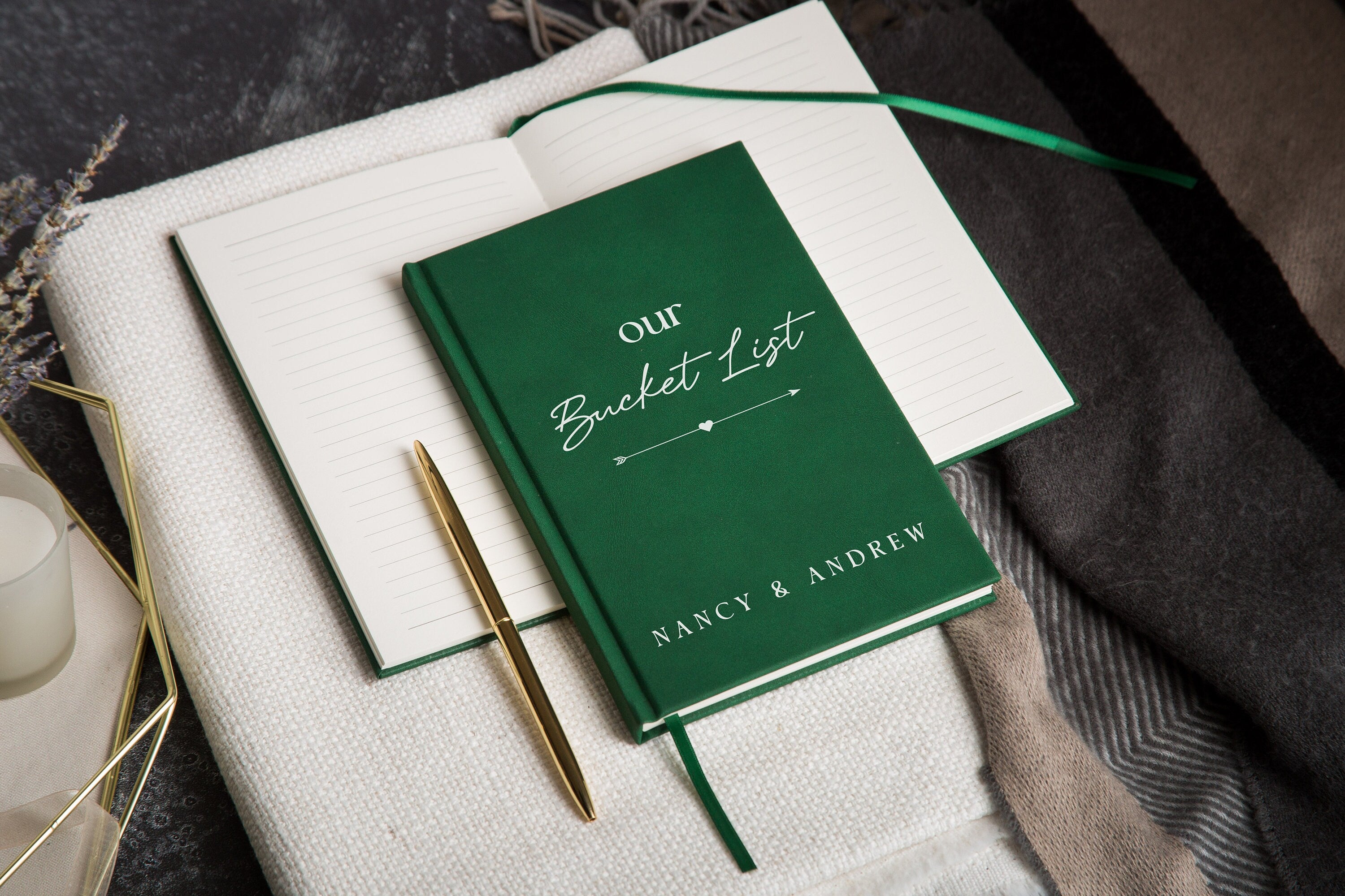 Bucket List Lined Notebook - Personalized Trip Planner Note, Custom Wedding Gift for Couple, Our Memory Passport, Travel Together Journal