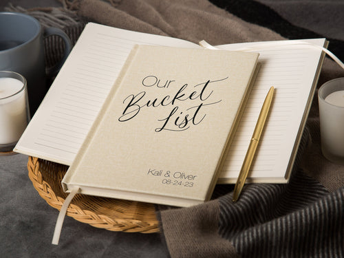 Bucket List 2 Lined Notebook - Personalized Travel Gift Hardcover Wanderlust Journal New Years Resolution Couples Relationship Goals Planner