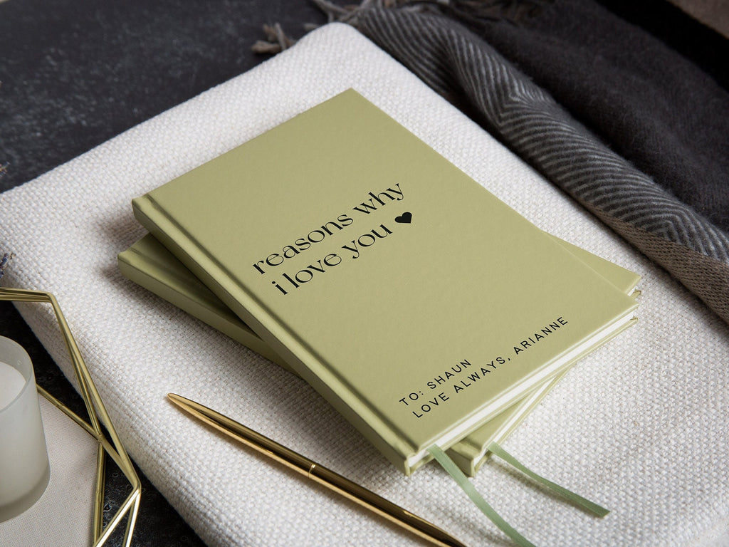 Reasons Why I Love You 3 Lined Notebook - Custom Anniversary Gifts, Engagement Gift, Wedding Present, Romantic Proposal Letter Gift for Her