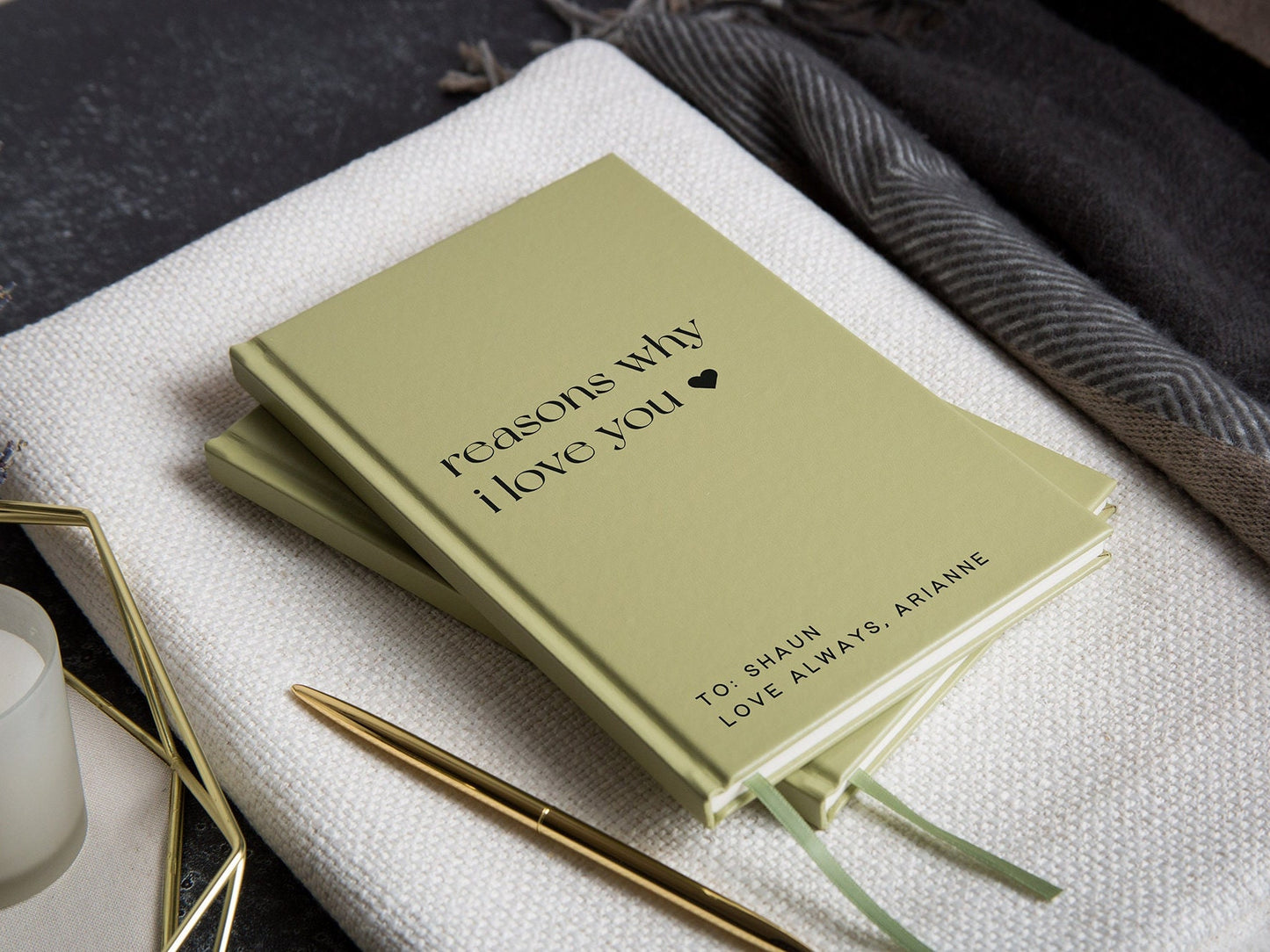 Reasons Why I Love You 3 Lined Notebook - Custom Anniversary Gifts, Engagement Gift, Wedding Present, Romantic Proposal Letter Gift for Her